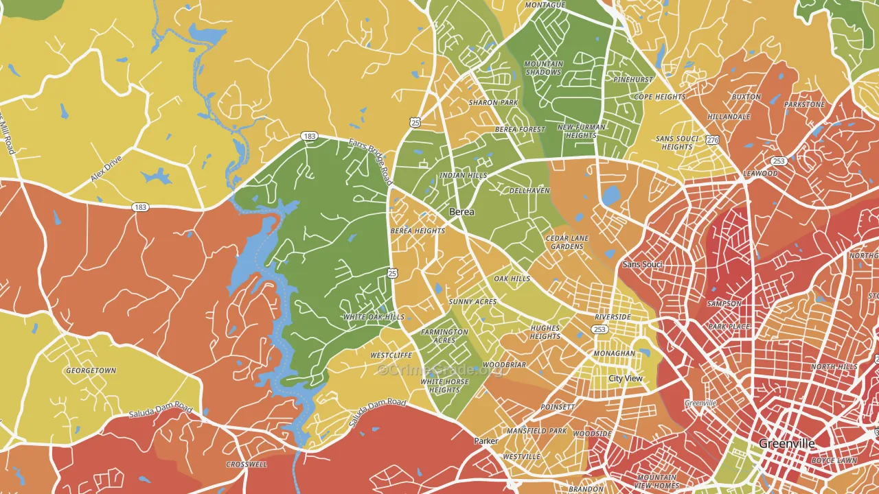 Berea, SC Map of Drug-Related Crime Rates