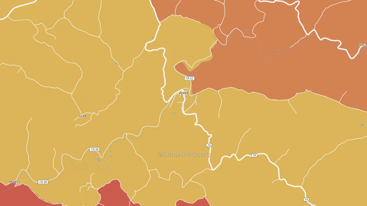 Berea, WV Map of Drug-Related Crime Rates