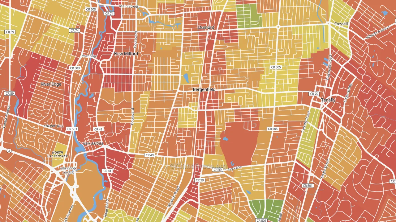 Bergenfield, NJ Map of Drug-Related Crime Rates