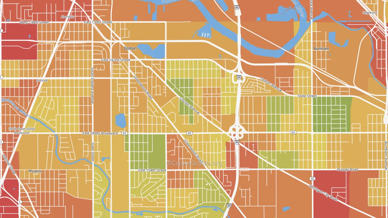 Berger, Dolton, IL Map of Drug-Related Crime Rates
