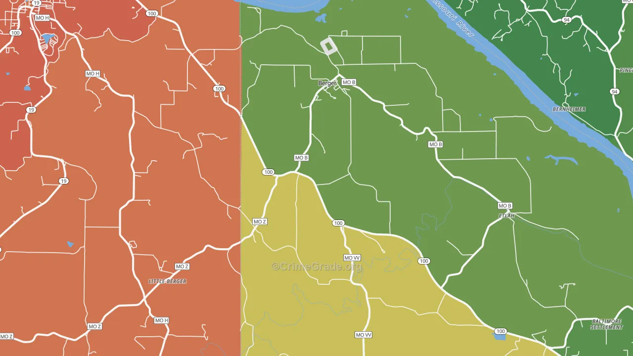 Berger, MO Map of Drug-Related Crime Rates