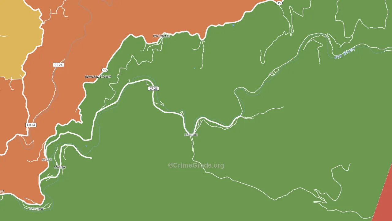 Bergoo, WV Map of Drug-Related Crime Rates
