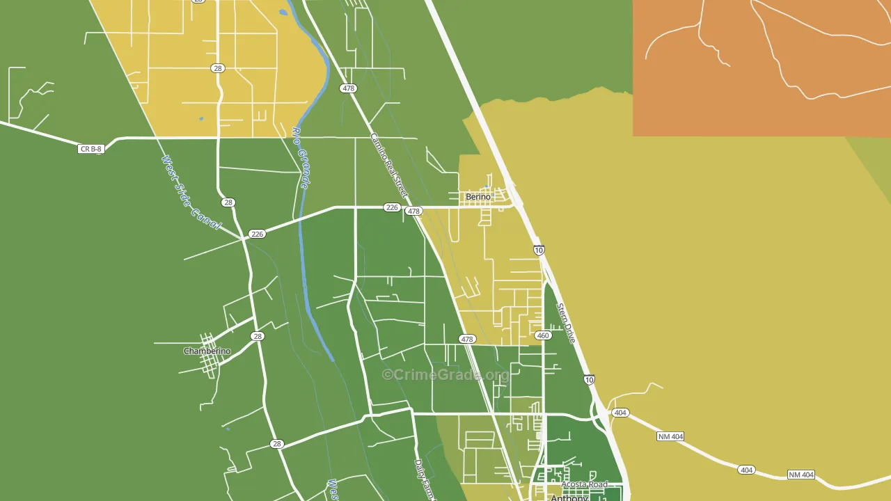 Berino, NM Map of Drug-Related Crime Rates
