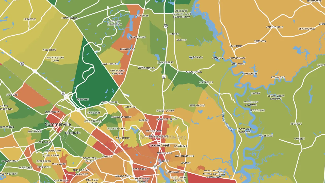Berkeley County, SC Map of Drug-Related Crime Rates