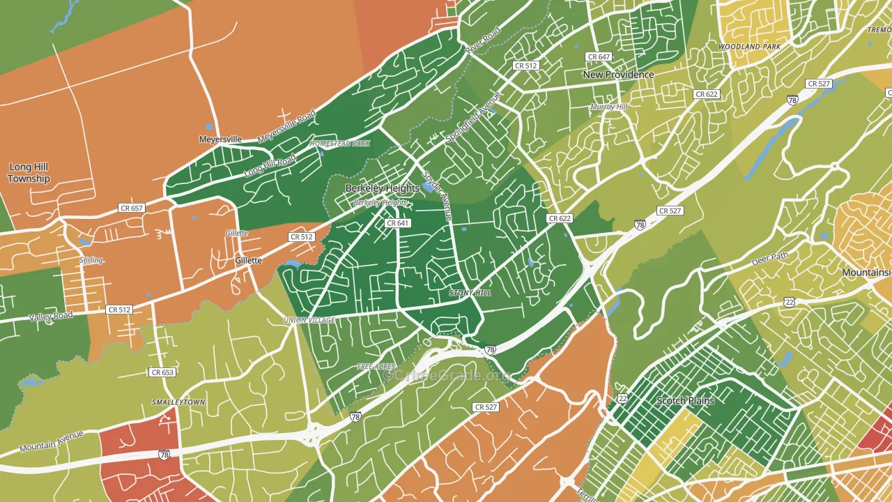 Berkeley Heights, NJ Map of Drug-Related Crime Rates
