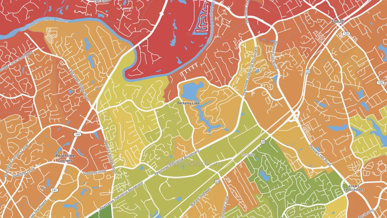 Berkeley Lake, GA Map of Drug-Related Crime Rates