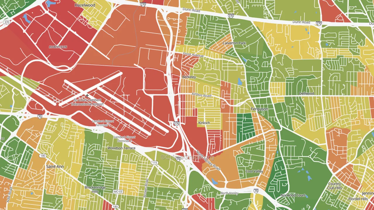 Berkeley, MO Map of Drug-Related Crime Rates
