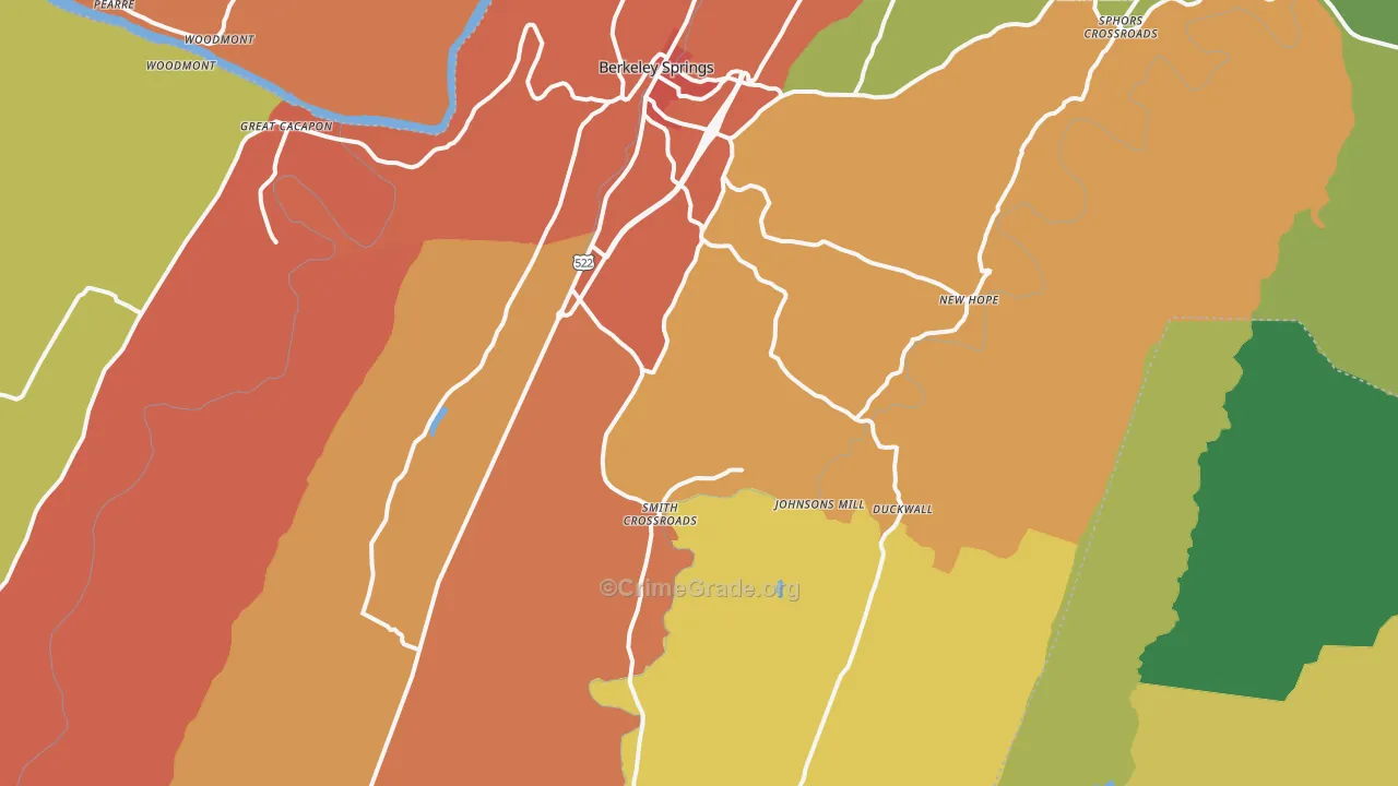 Berkeley Springs, WV Map of Drug-Related Crime Rates