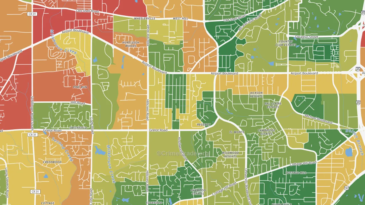 Berkleigh, Mobile, AL Map of Drug-Related Crime Rates