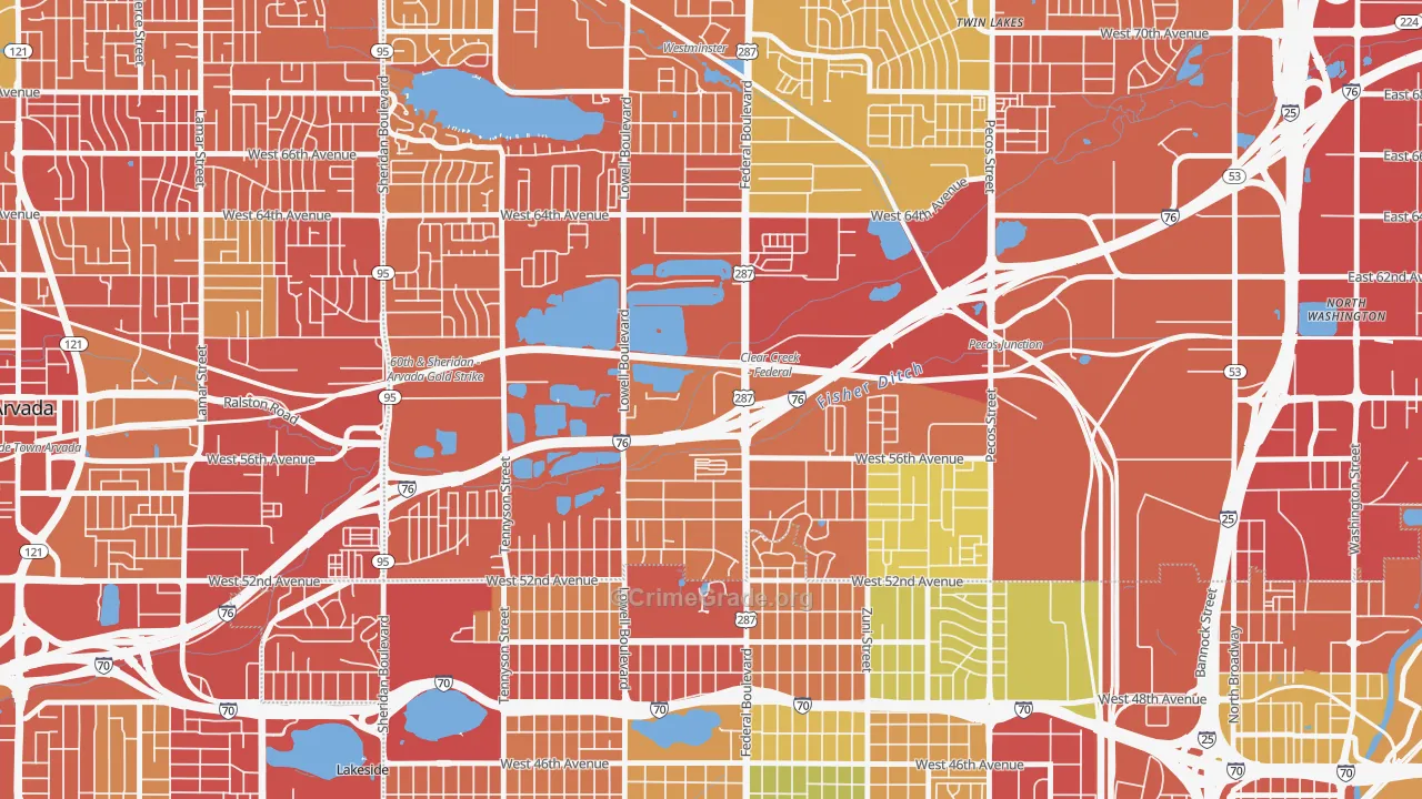 Berkley, CO Map of Drug-Related Crime Rates