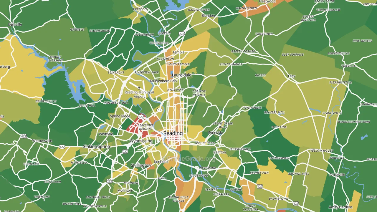 Berks County, PA Map of Drug-Related Crime Rates
