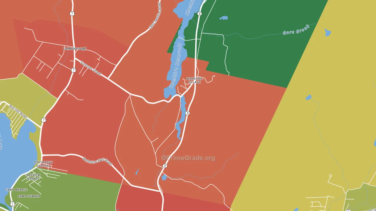 Berkshire, MA Map of Drug-Related Crime Rates