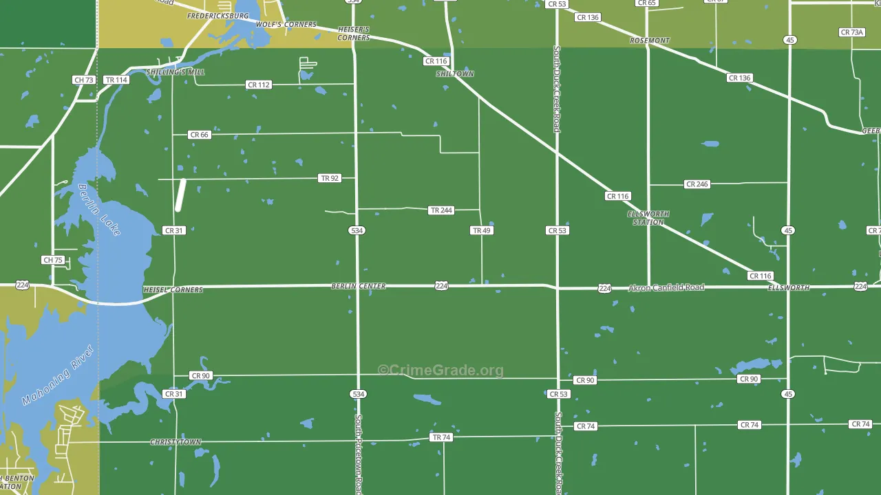 Berlin Center, OH Map of Drug-Related Crime Rates