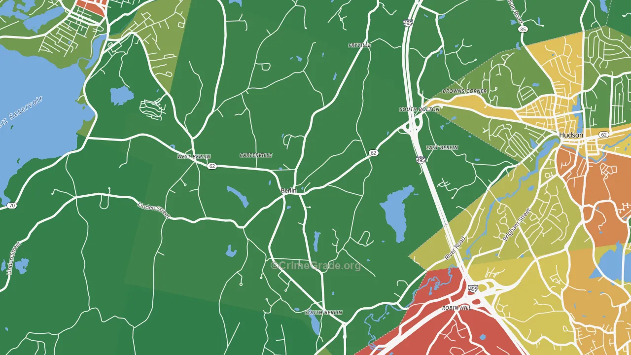 Berlin, MA Map of Drug-Related Crime Rates
