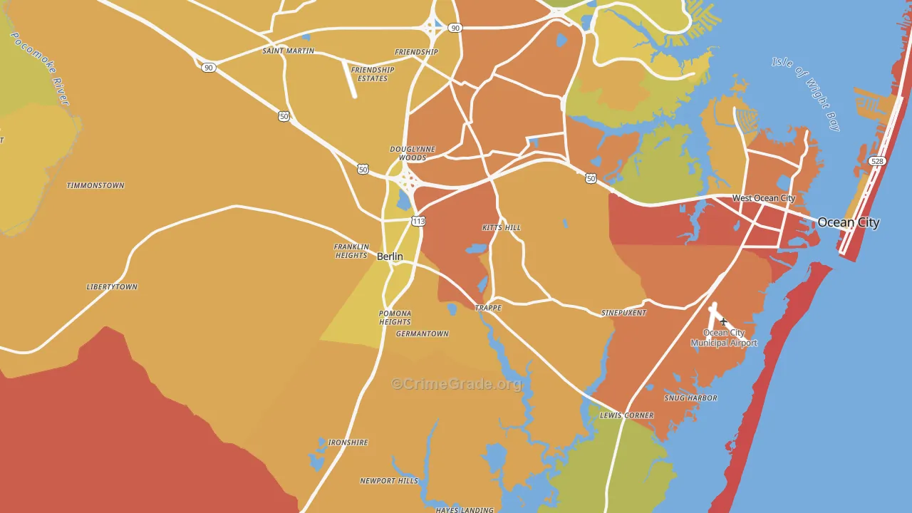 Berlin, MD Map of Drug-Related Crime Rates
