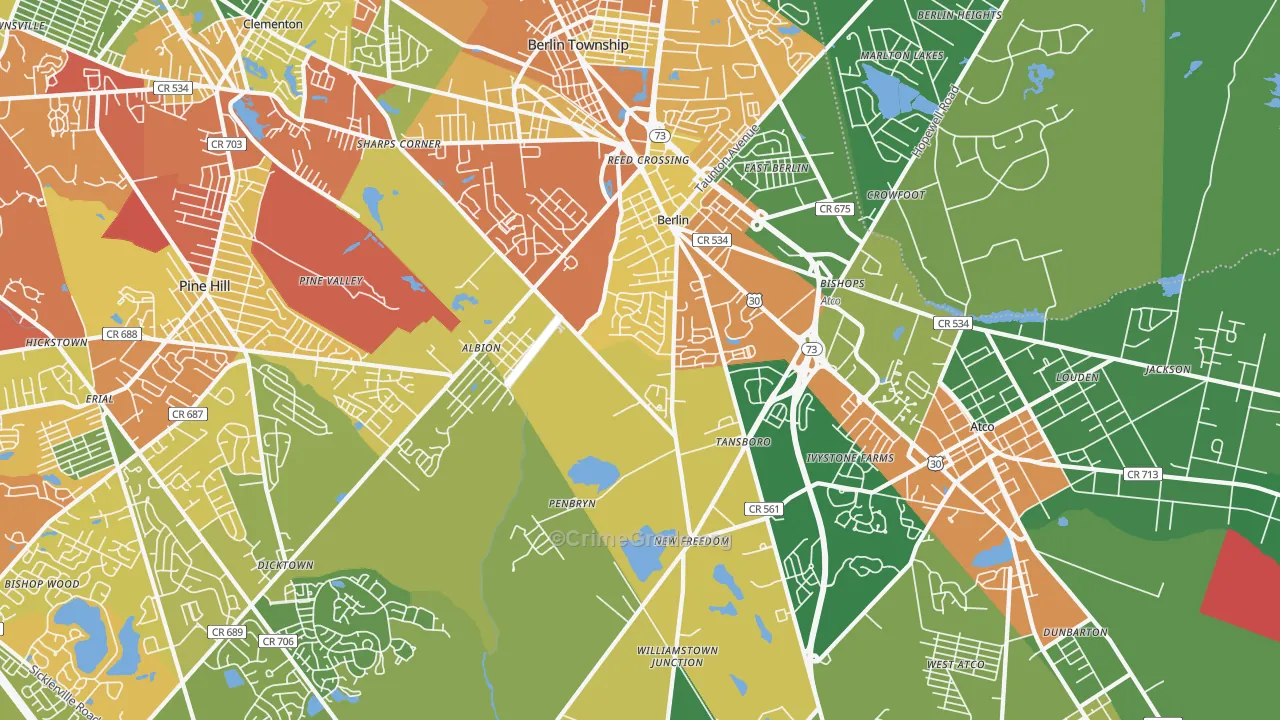 Berlin, NJ Map of Drug-Related Crime Rates