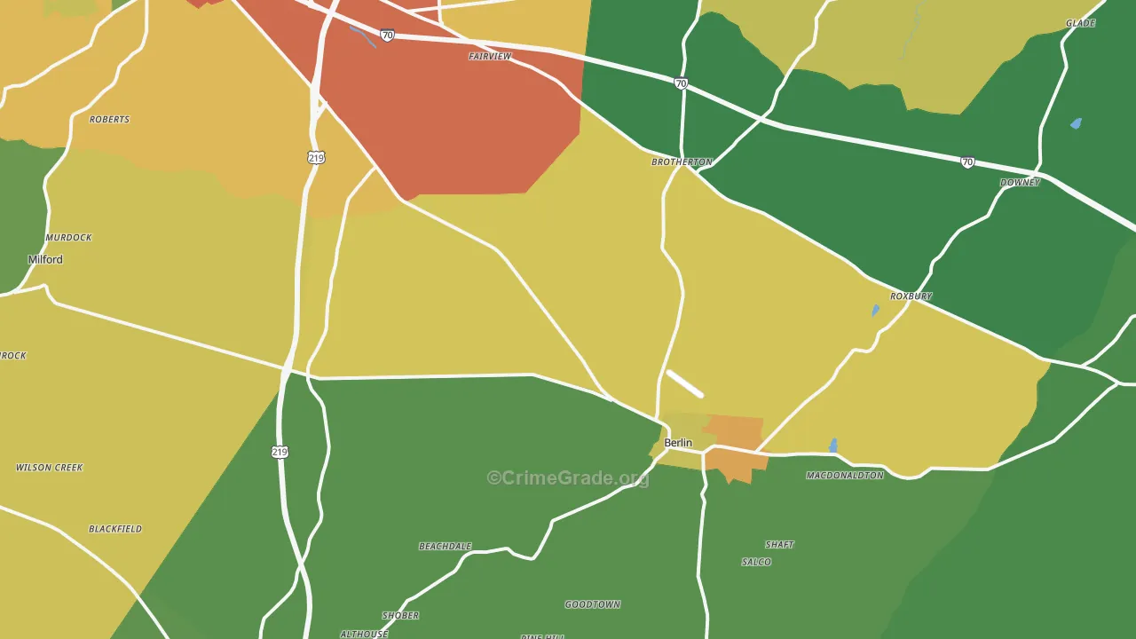 Berlin, PA Map of Drug-Related Crime Rates