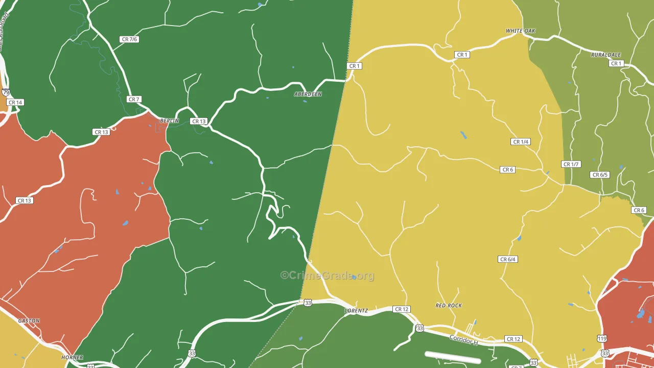 Berlin, WV Map of Drug-Related Crime Rates