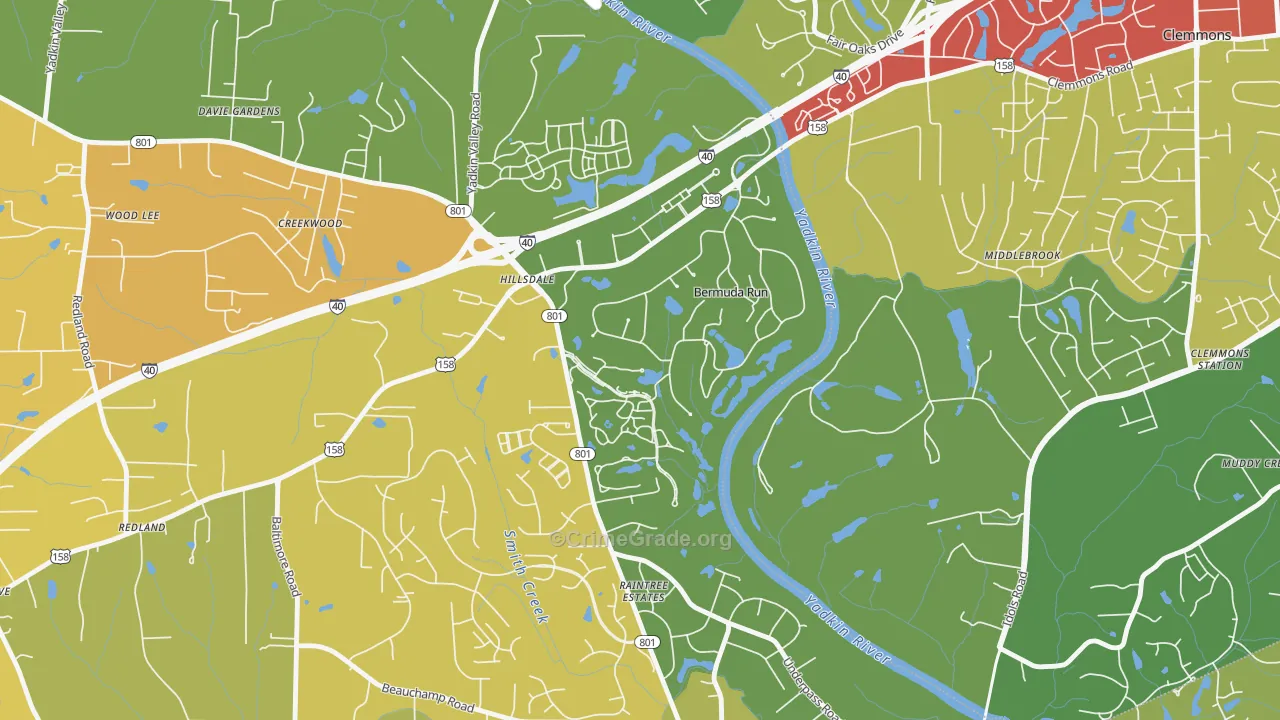 Bermuda Run, NC Map of Drug-Related Crime Rates