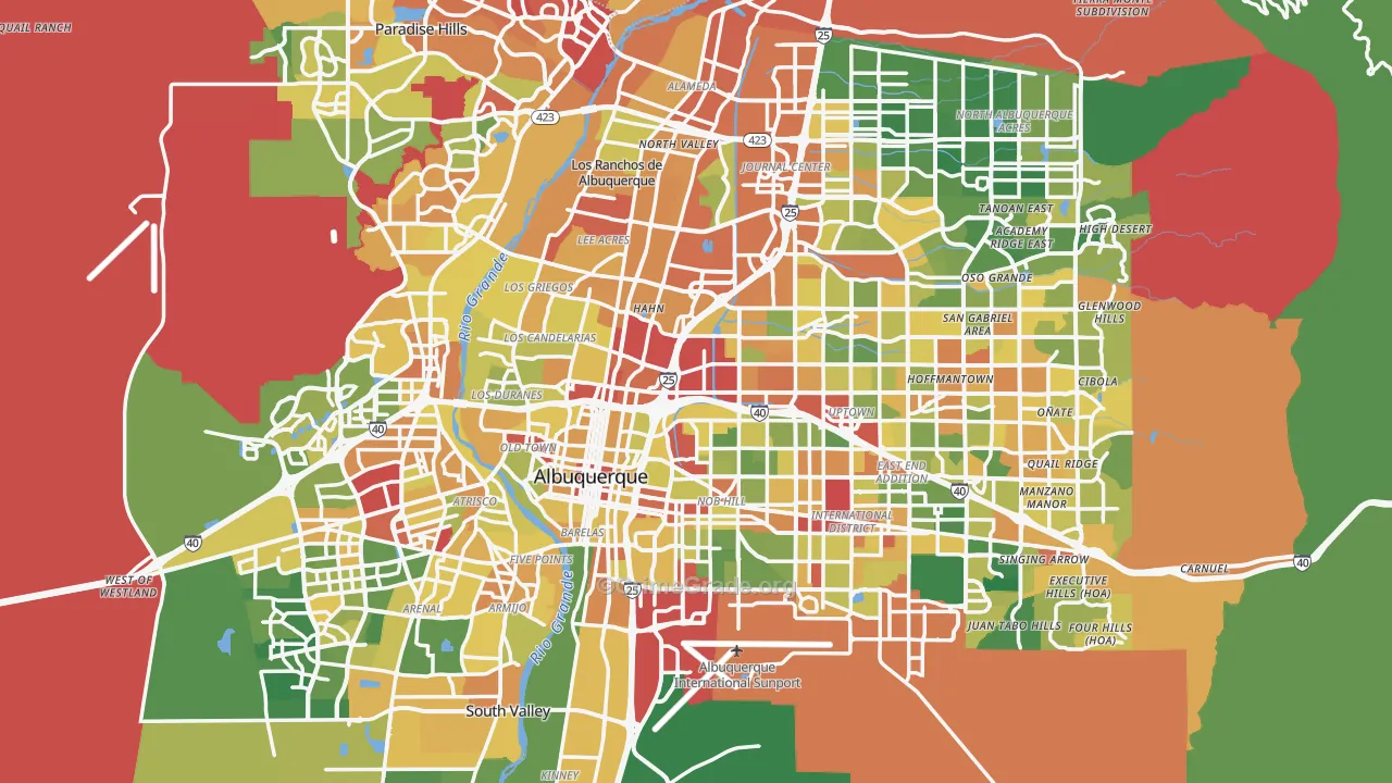 Bernalillo County, NM Map of Drug-Related Crime Rates