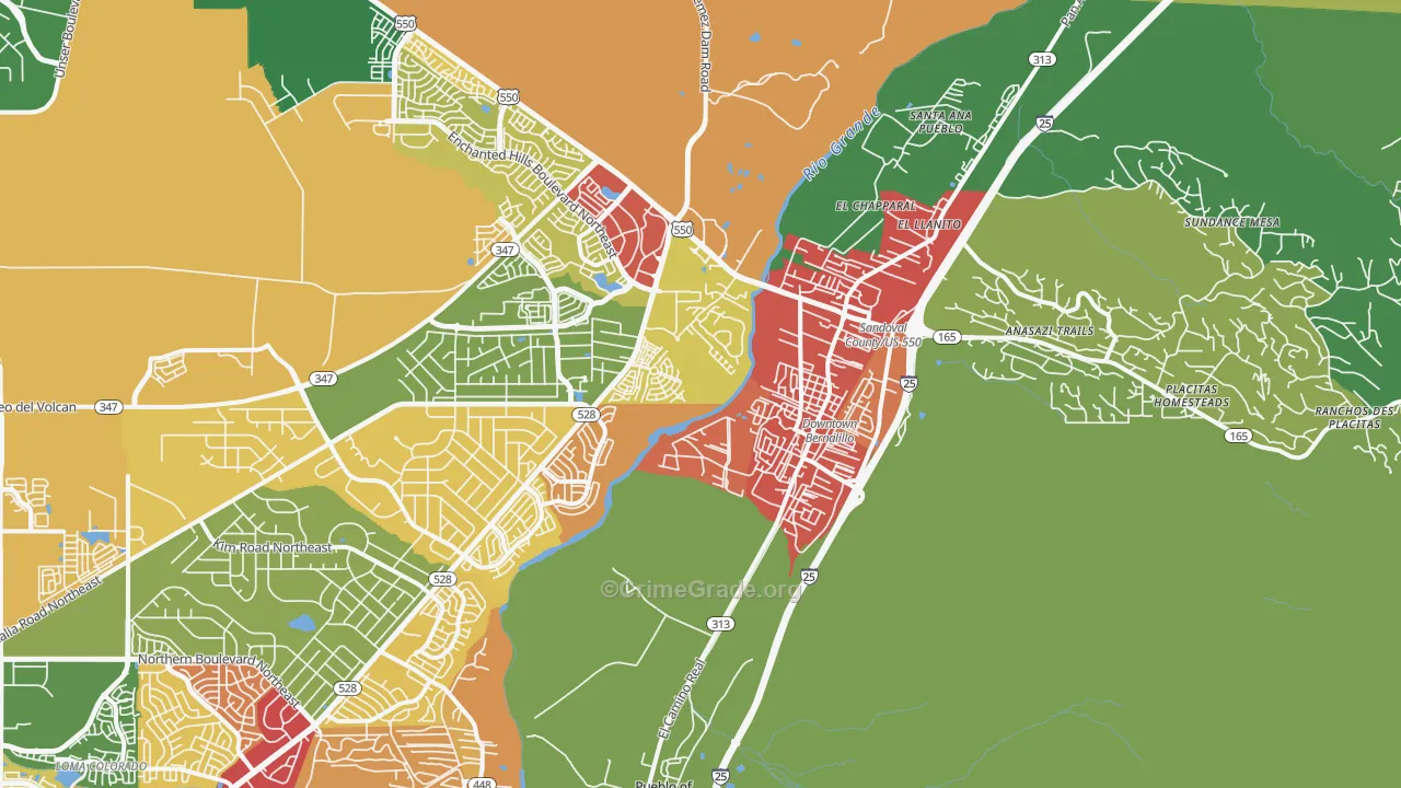 Bernalillo, NM Map of Drug-Related Crime Rates