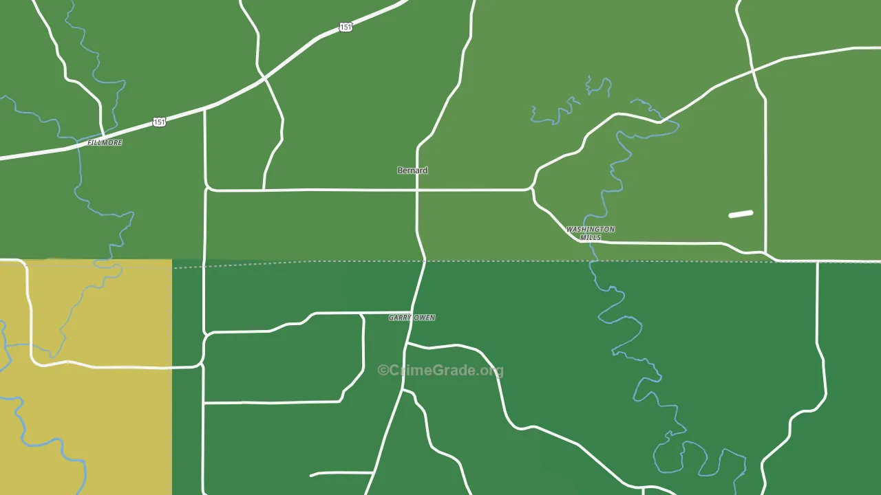 Bernard, IA Map of Drug-Related Crime Rates