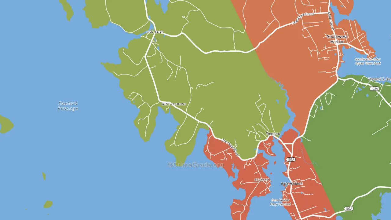 Bernard, ME Map of Drug-Related Crime Rates