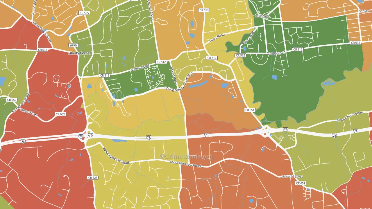 Bernards, NJ Map of Drug-Related Crime Rates