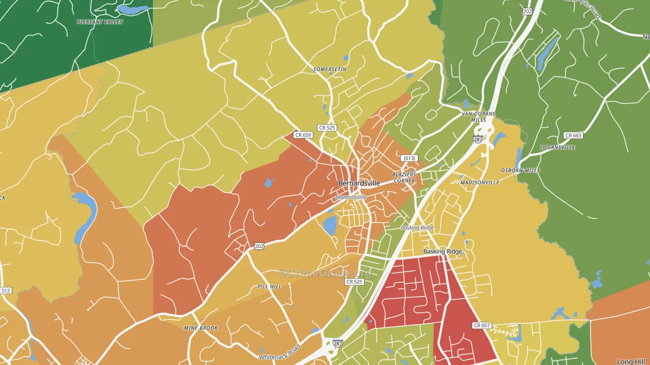Bernardsville, NJ Map of Drug-Related Crime Rates