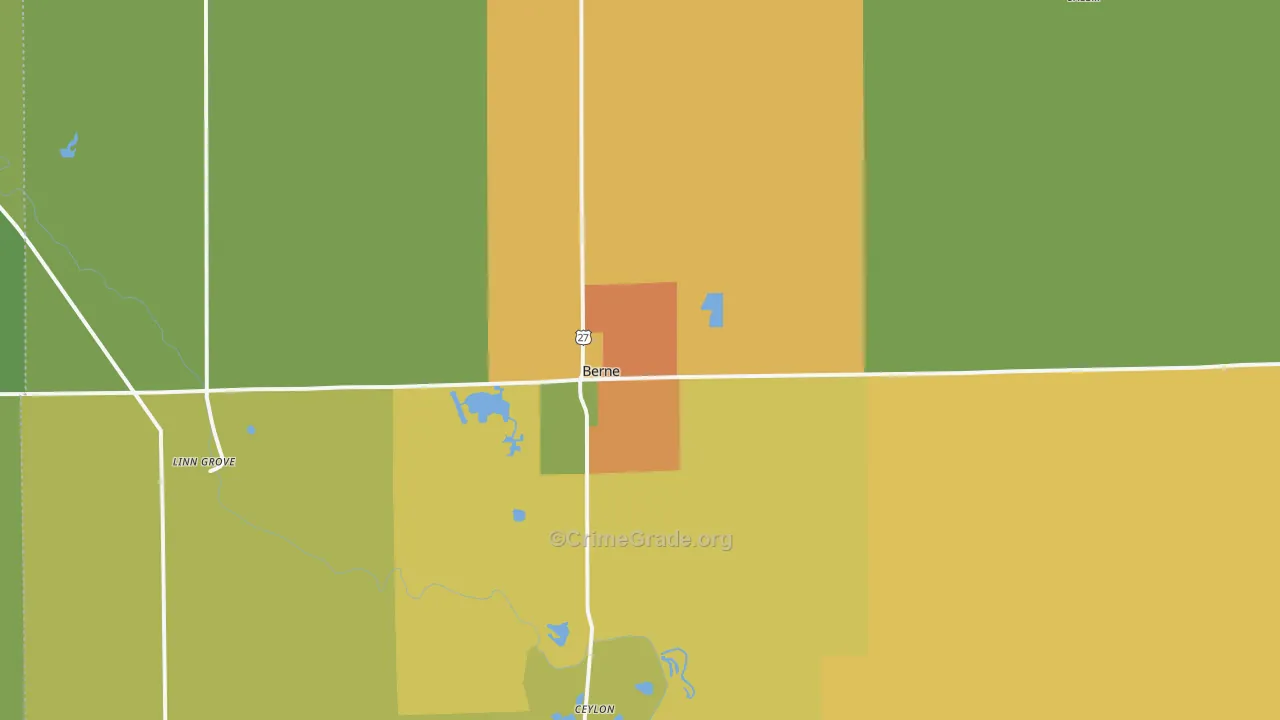 Berne, IN Map of Drug-Related Crime Rates