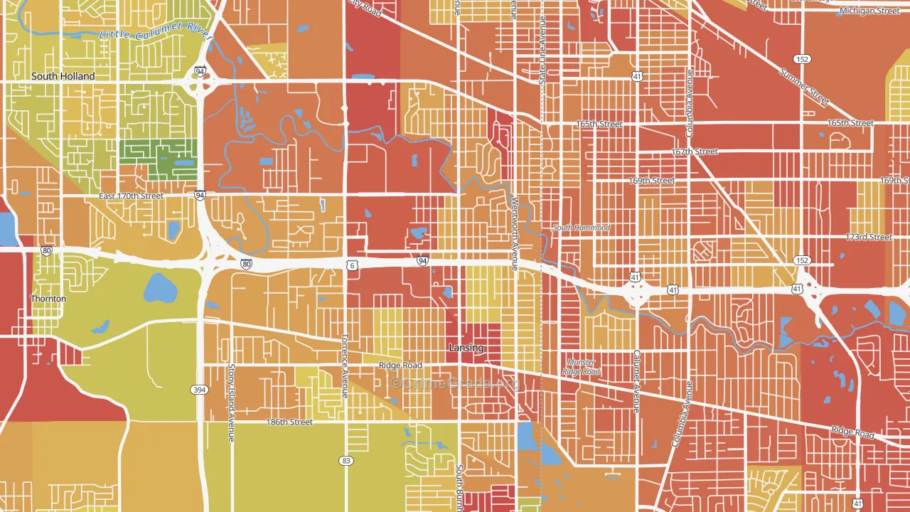 Bernice, Lansing, IL Map of Drug-Related Crime Rates