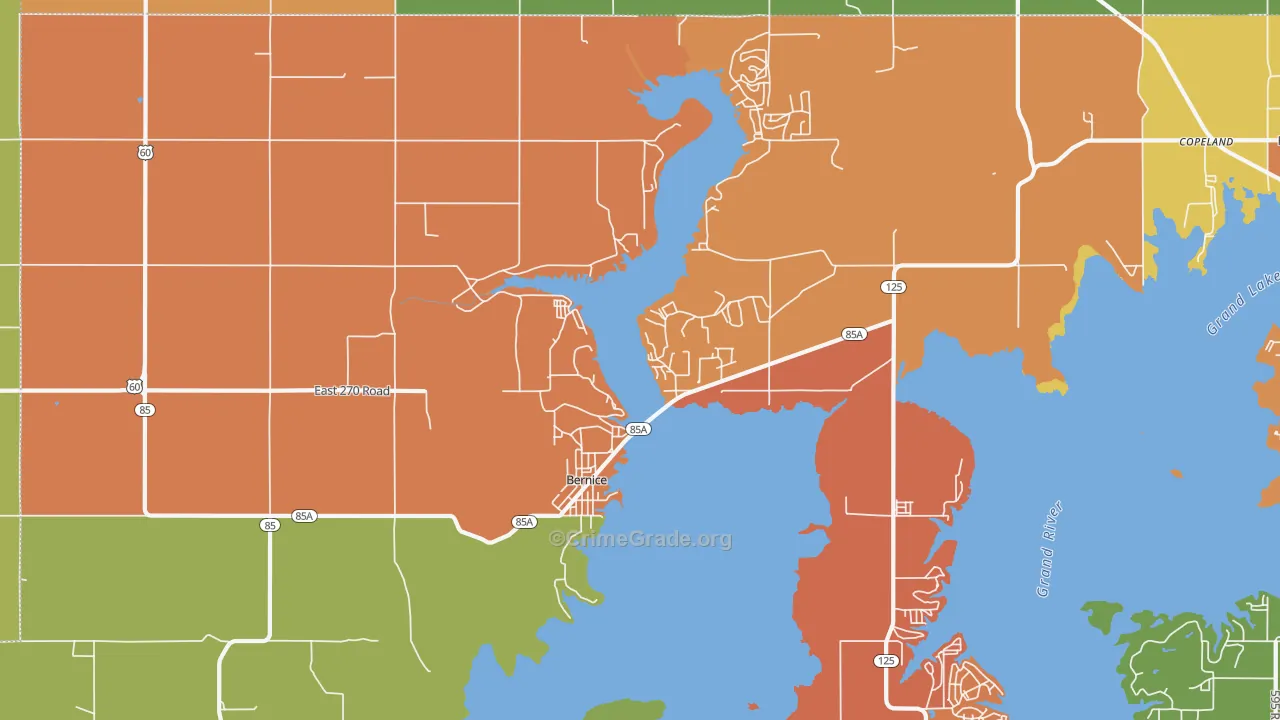 Bernice, OK Map of Drug-Related Crime Rates