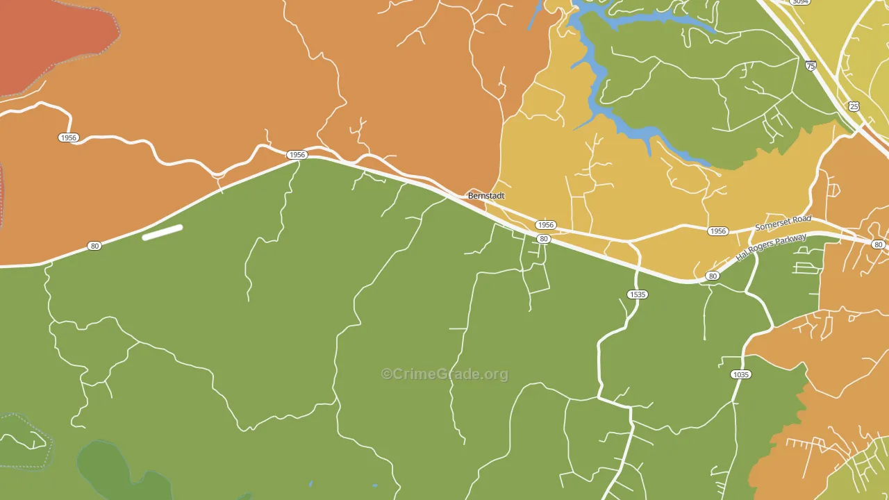 Bernstadt, KY Map of Drug-Related Crime Rates