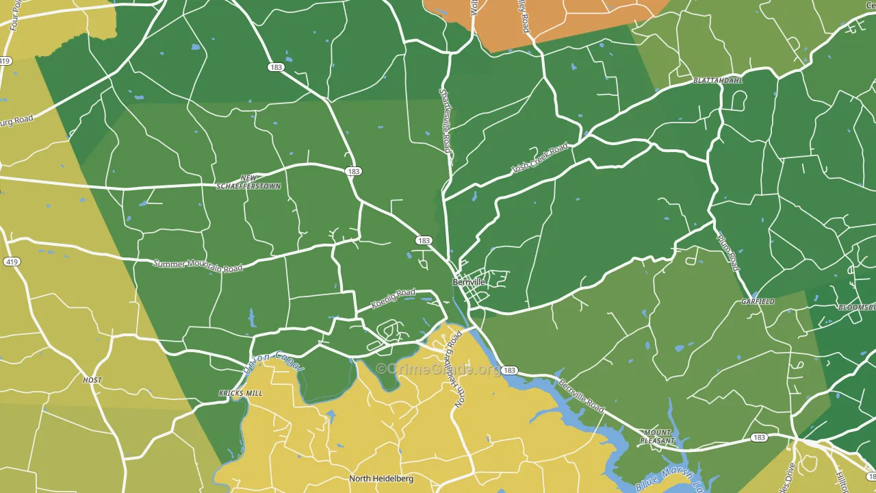 Bernville, PA Map of Drug-Related Crime Rates