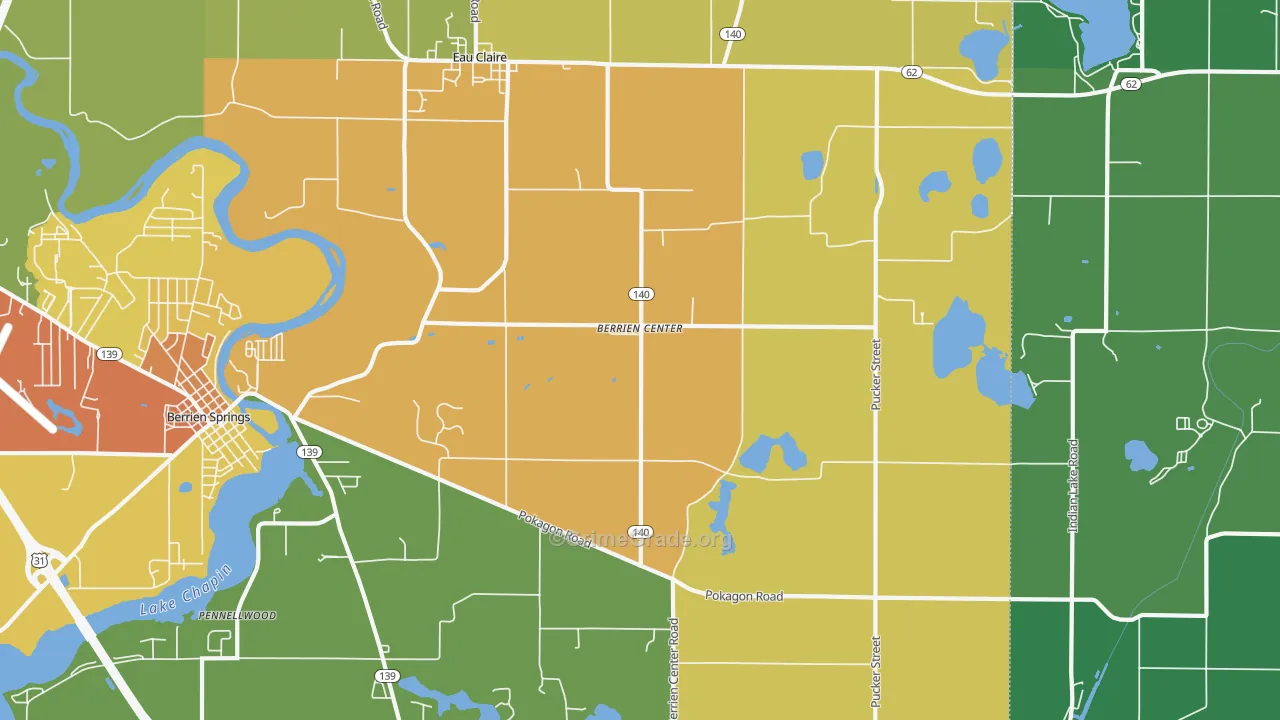 Berrien Center, MI Map of Drug-Related Crime Rates