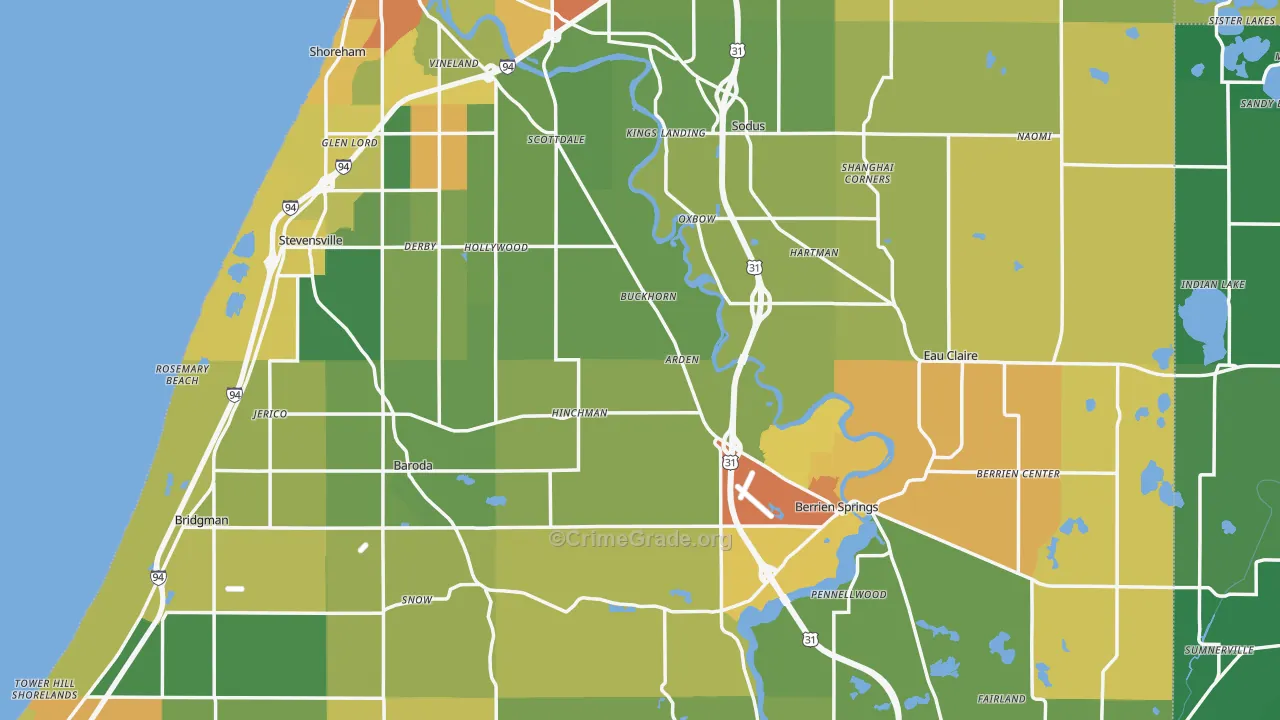Berrien County, MI Map of Drug-Related Crime Rates