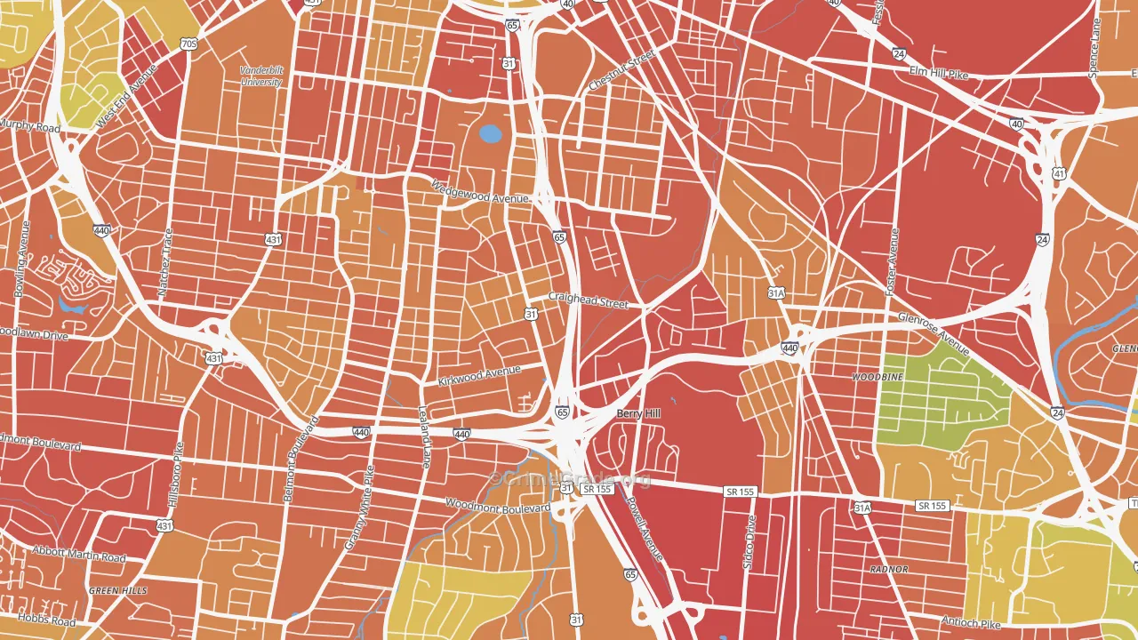 Berry Hill, TN Map of Drug-Related Crime Rates