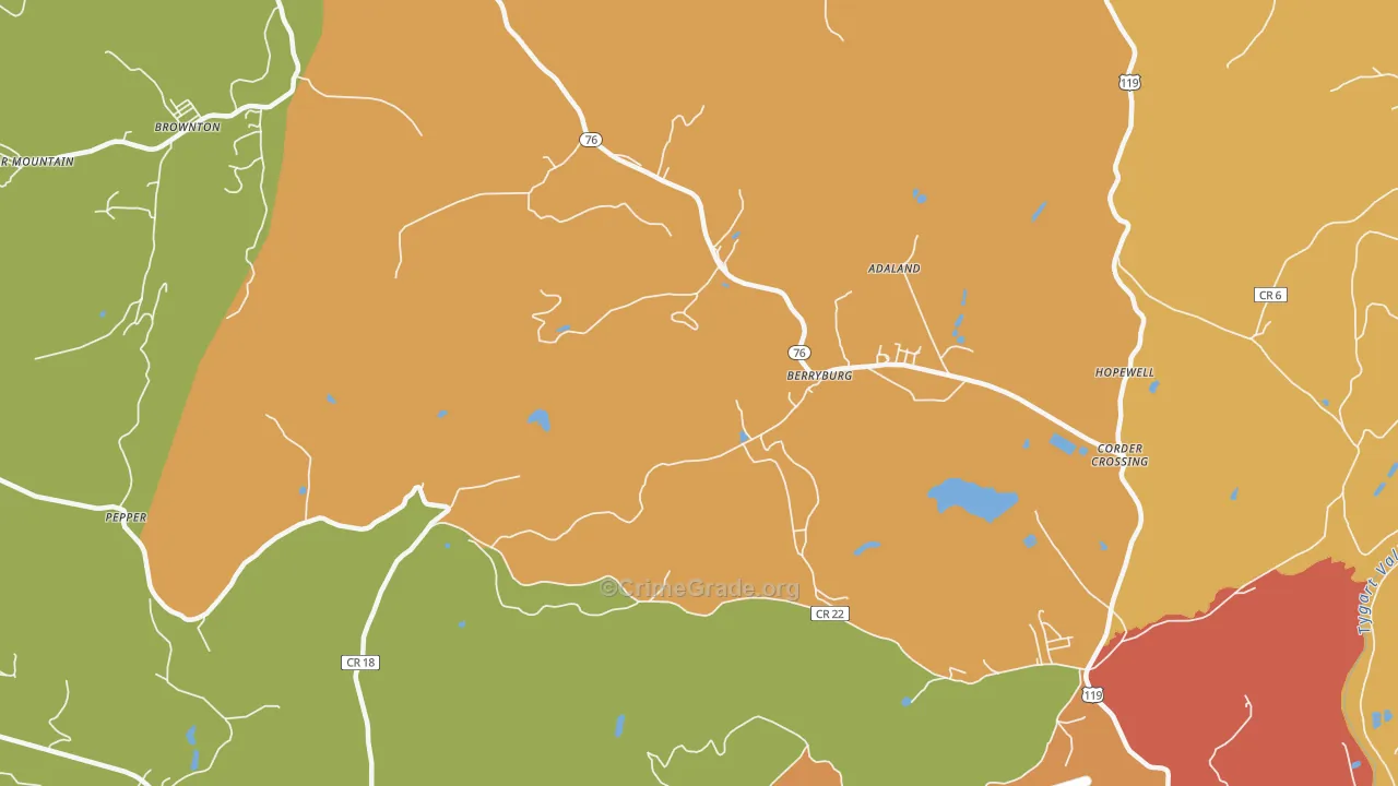 Berryburg, WV Map of Drug-Related Crime Rates