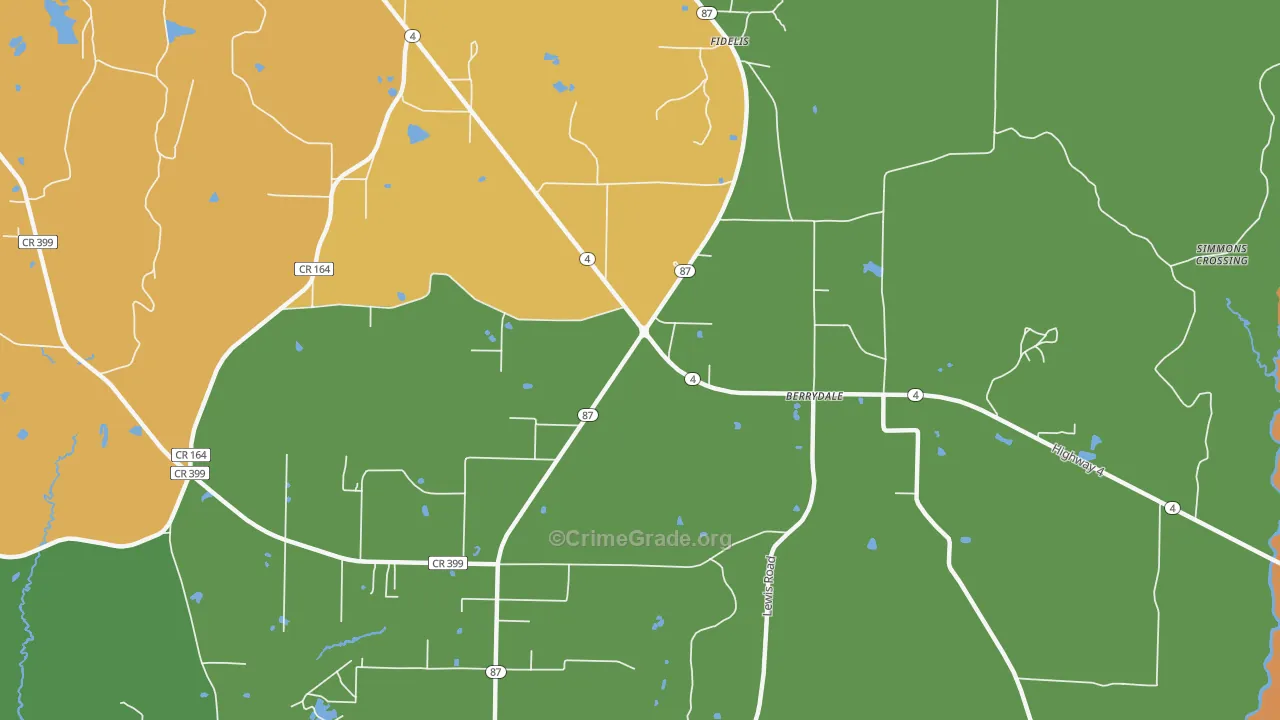 Berrydale, FL Map of Drug-Related Crime Rates