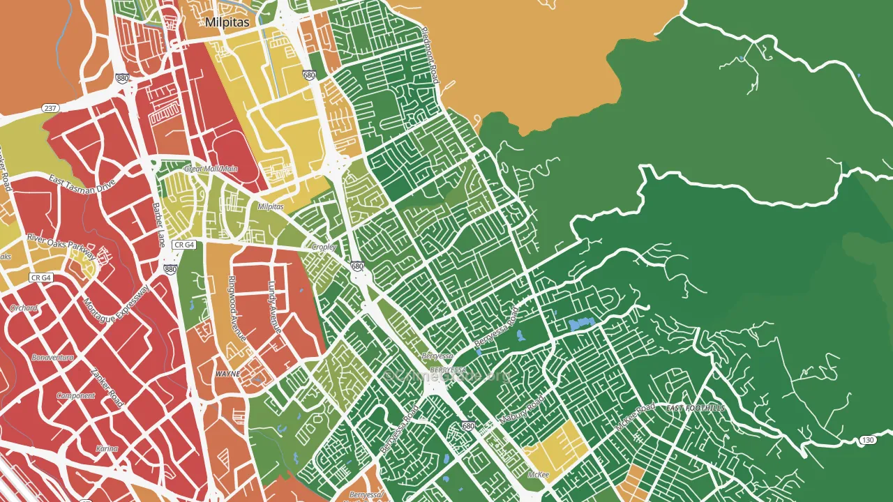 Berryessa, San Jose, CA Map of Drug-Related Crime Rates