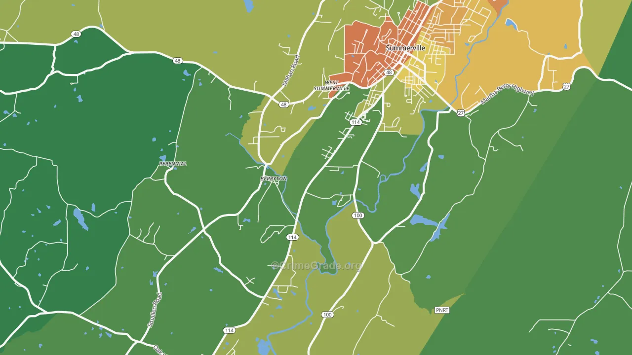 Berryton, GA Map of Drug-Related Crime Rates