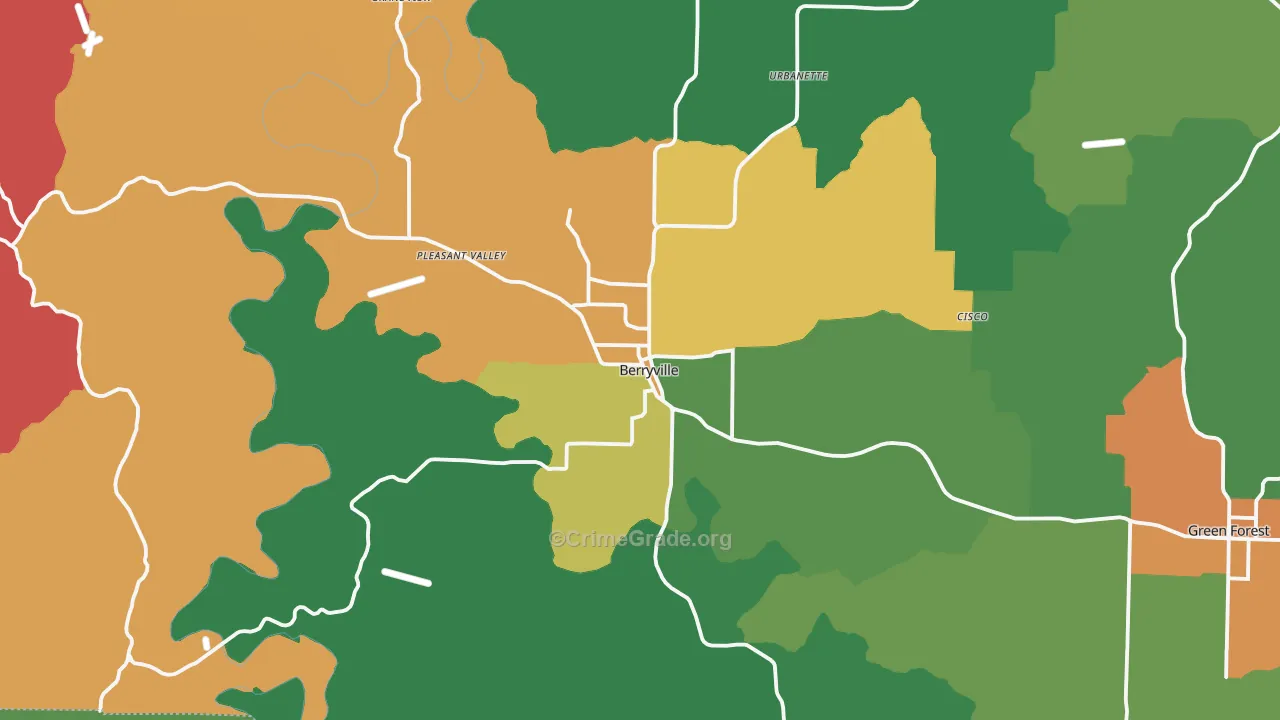 Berryville, AR Map of Drug-Related Crime Rates