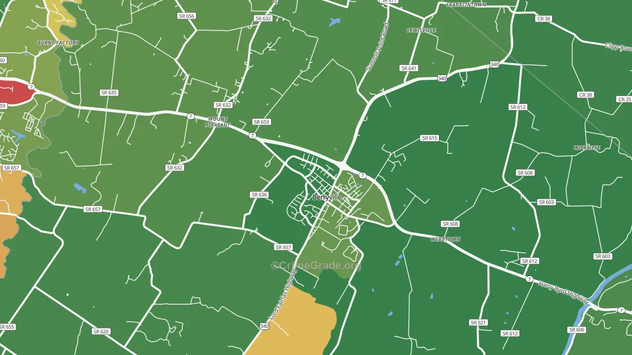 Berryville, VA Map of Drug-Related Crime Rates