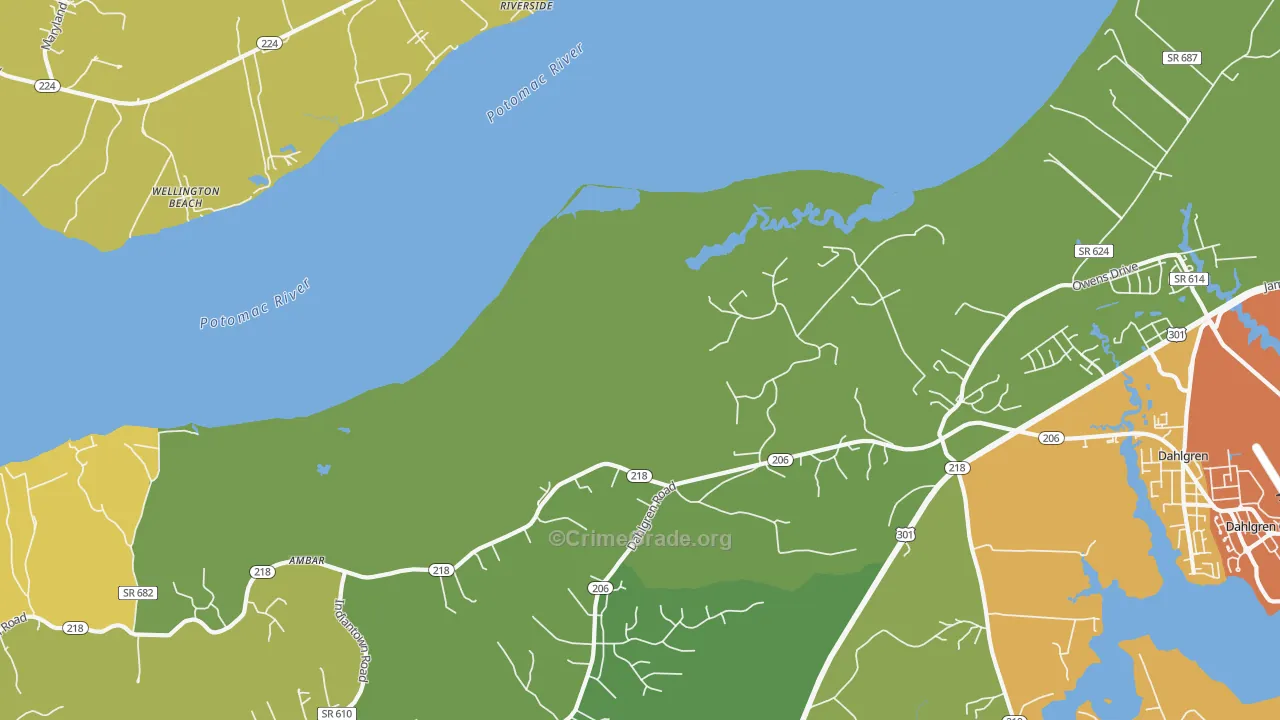 Berthaville, VA Map of Drug-Related Crime Rates