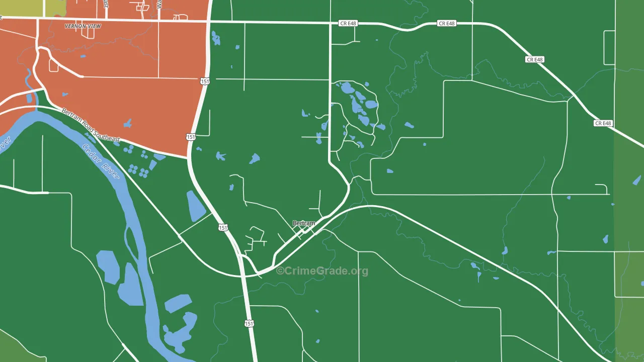Bertram, IA Map of Drug-Related Crime Rates