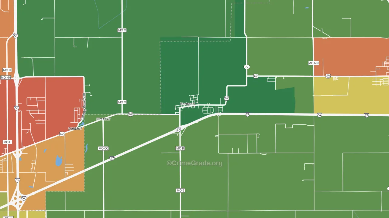 Bertrand, MO Map of Drug-Related Crime Rates