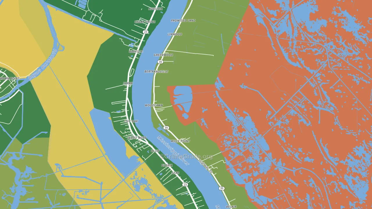 Bertrandville, LA Map of Drug-Related Crime Rates