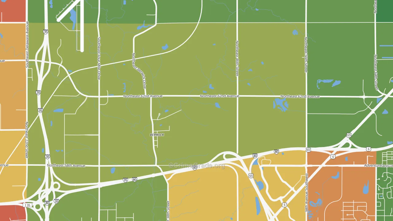Berwick, IA Map of Drug-Related Crime Rates