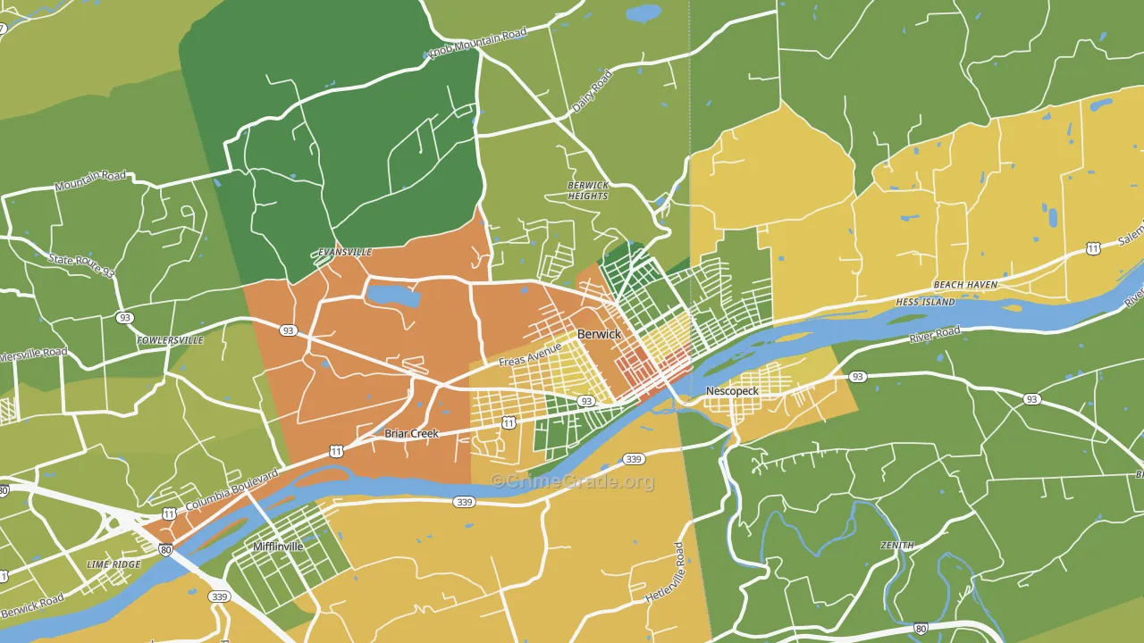 Berwick, PA Map of Drug-Related Crime Rates