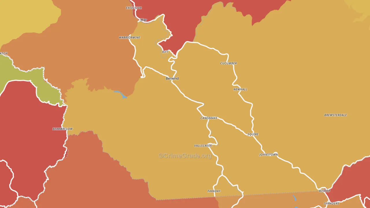 Berwind, WV Map of Drug-Related Crime Rates
